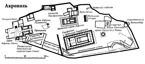 Афинский Акрополь план