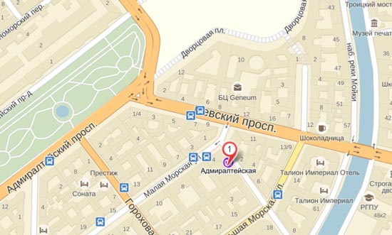 карта проезда к макету исторического Петербурга