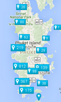 Карта отелей на острове Пхукет